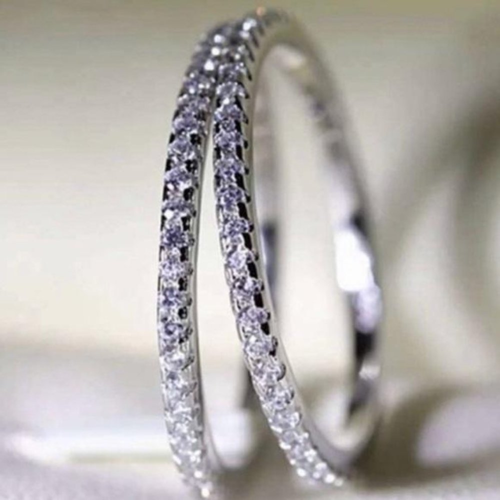 NEW FULL ETERNITY 925 STERLING SILVER DIAMOND BAND RING, CUTE RING, SHINY RING.
